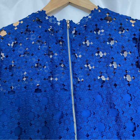 LULUS Women’s Royal Blue Lacy Pencil Short Sleeve Cut Out Dress Size Medium - Picture 9 of 13